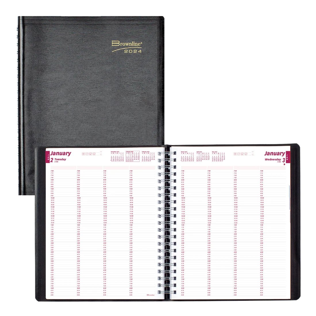 Brownline 4-Person Daily Appointment Book 2024, English, Black (CB960.BLK) (FREE SHIPPED)