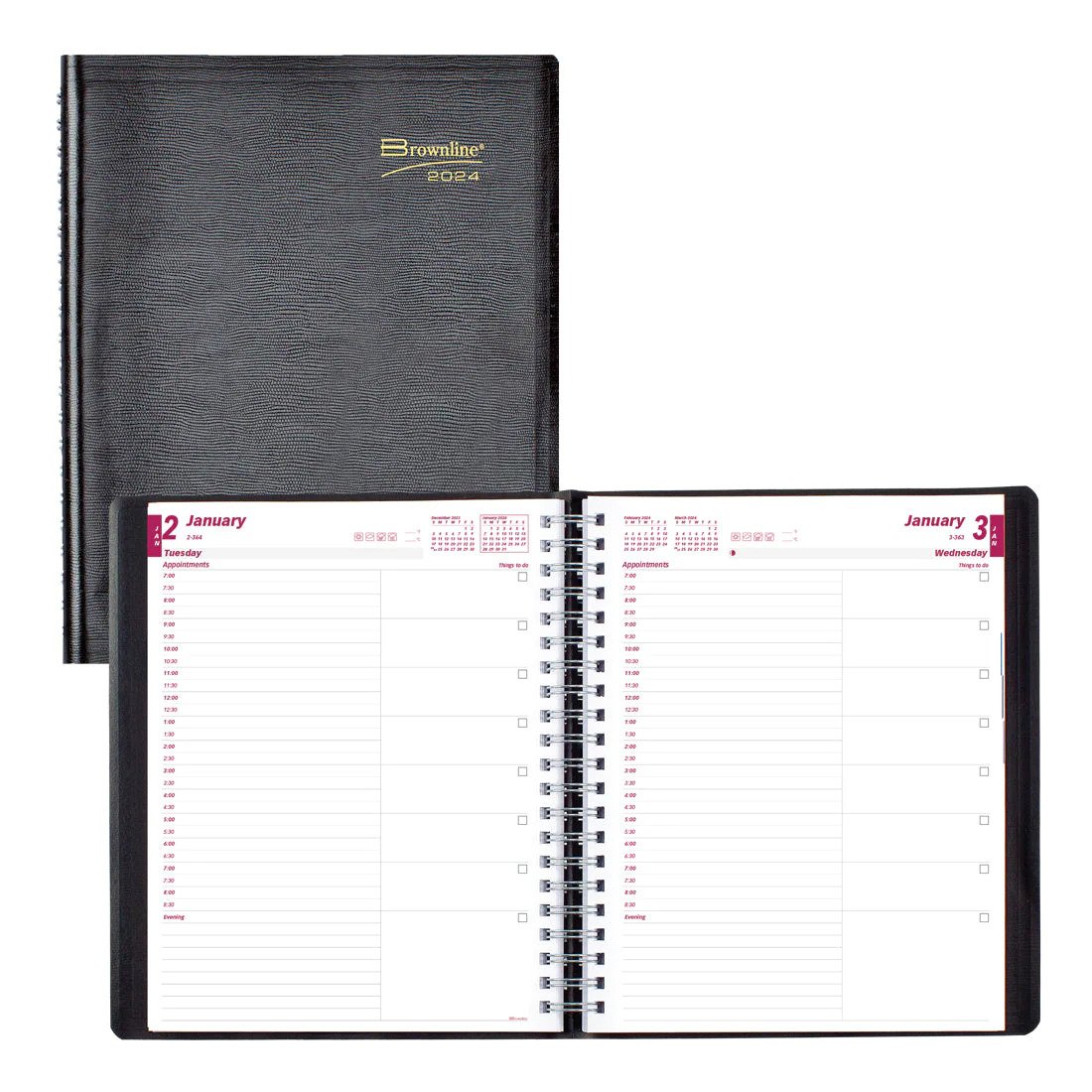Brownline Essential Daily Planner 2024 Black (CB965.BLK) (FREE SHIPPED)