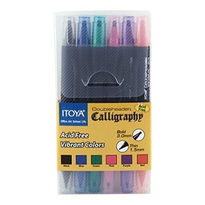 Calligraphy Marker-Double Ended, 6-Piece Poly Box Set