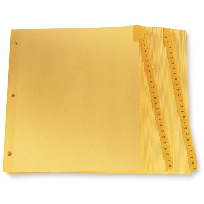 Index Dividers-Printed Tab 11X8.5 1-50 Buff, 50/Set