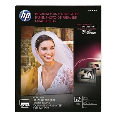 Paper-Hp Premium Plus Glossy Photo, 5X7 60/Pack