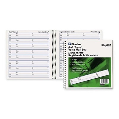 Voice Mail Log Book-800 Messages Bilingual