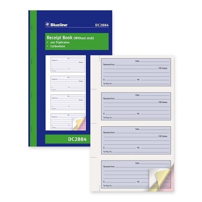 Receipt Book-Ncr 100 Triplicate 4-Up 11X6-3/4 English