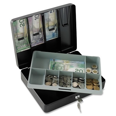Cash Box-7 Compartment Removable Tray And Bill Clip -510