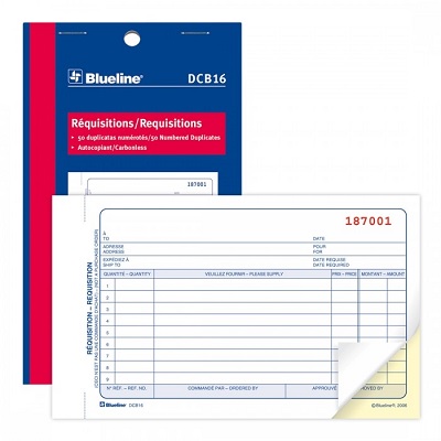 Forms-Ncr, Requisition 4-1/4 X 7, 50 Duplicate Bilingual