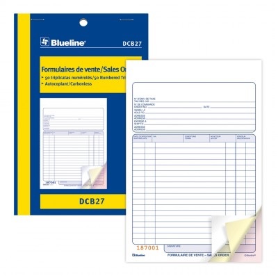 Forms-Ncr, Sales Order 5-3/8X8, 50 Triplicate Bilingual