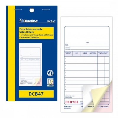 Forms-Ncr, Sales Order 3-1/2X6-1/2, 50 Triplicate Bilingual