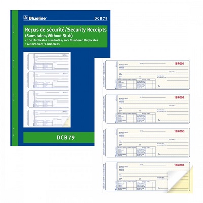Forms-Ncr, Security Receipt 10-7/8X8 200 Duplicate 4-Up