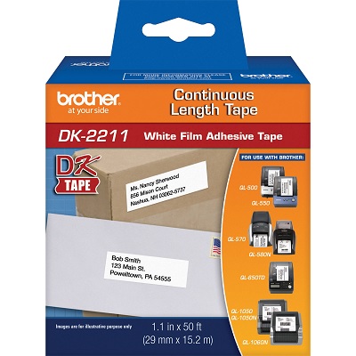 Labels-Brother Film White Tape 1-1/7" X 50'