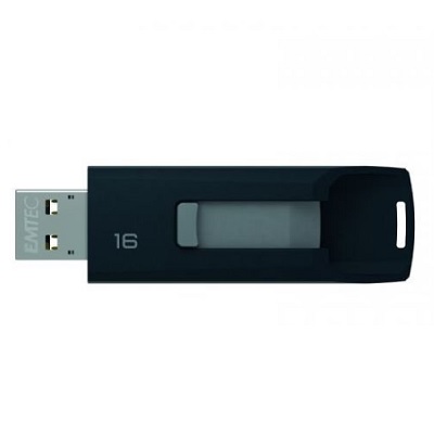 Flash Drive-Emtec C450 Slide Usb 2.0 16Gb, Matte Black