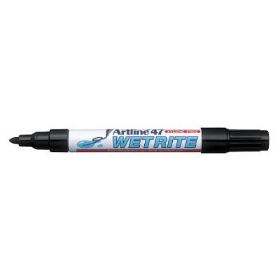Marker-Permanent, Artline 47 Wetrite, Bullet Tip, Black,12/pk