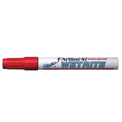 Marker-Permanent, Artline 47 Wetrite, Bullet Tip, Red,12/pk