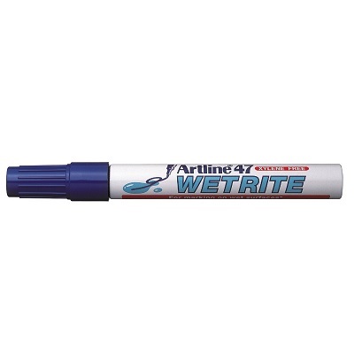 Marker-Permanent, Artline 47 Wetrite, Bullet Tip, Blue,12/pk