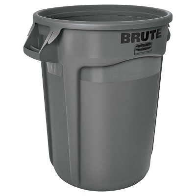 Garbage Container-Brute Plastic, Round 32Gal/121L Grey