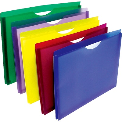 File Jacket-Expanding, Poly, Legal 1" Exp. Assorted, 5/Pack