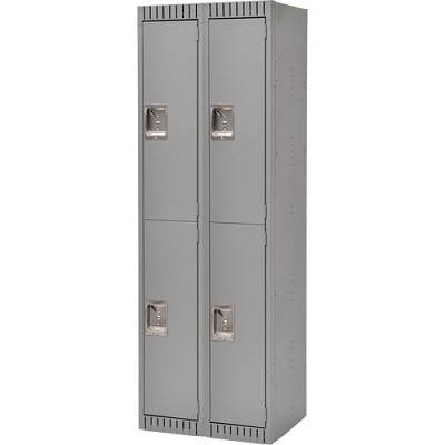 Locker-Basic Style, 2 Tier 2 Bank 12" X18" X33-1/4", Grey