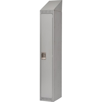 Locker-Slope Top, 1 Tier 1 Bank 12" X18" X82", Grey