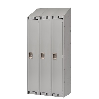 Locker-Slope Top, 1 Tier 3 Bank 12" X18" X82", Grey