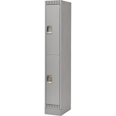 Locker-Recessed Base, 2 Tier 1 Bank 12" X18" X33-1/4", Grey