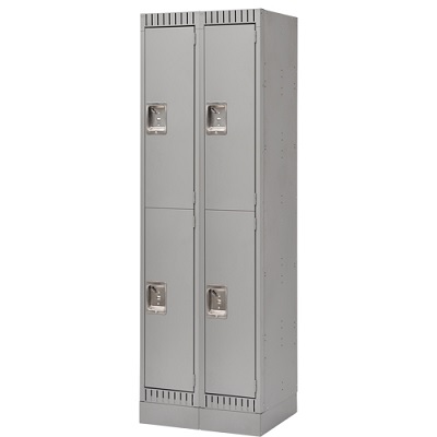 Locker-Recessed Base, 2 Tier 2 Bank 12" X18" X33-1/4", Grey