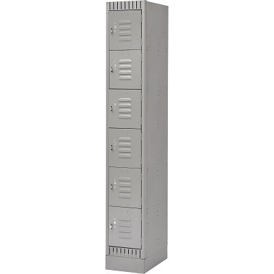 Lockerette-Recessed Base, 6 Tier 1 Bank 12" X18" X11", Grey
