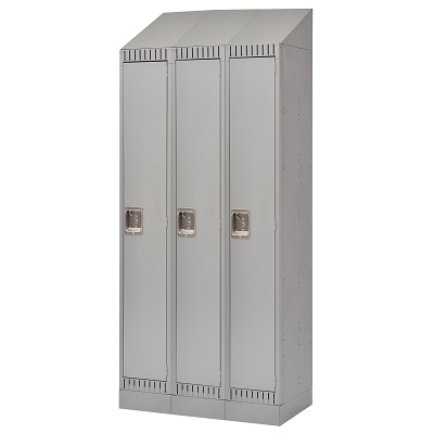 Locker-Slope Top/Rec.Base, 1 Tier 3 Bank 12" X18" X86", Grey