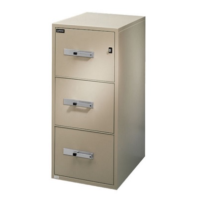 File Cabinet-Fire Resistant, Vertical, Legal 3 Drawer Beige