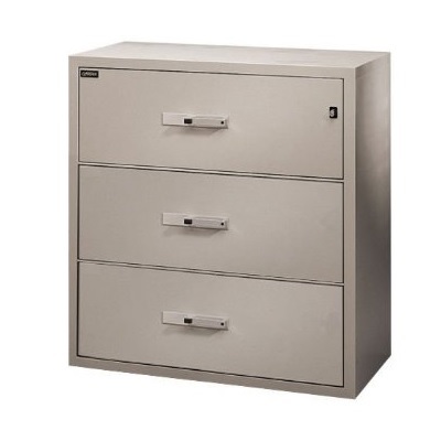 File Cabinet-Fire Resistant, Lateral 3 Drawer Beige