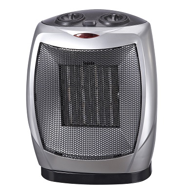 Heater-Ceramic, Compact Oscillating, Silver/Black