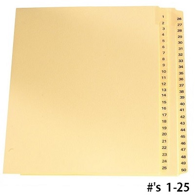 Legal Index-Collated Buff #1-25 11X8.5