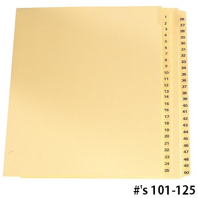 Legal Index-Collated Buff #101-125 11X8.5