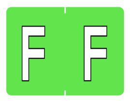 Datafile Pendaflex Compatible End Tab Alphabetic Labels -"F" Light Green, 240 Labels/pk (F-Light Green)