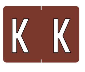 Datafile Pendaflex Compatible End Tab Alphabetic Labels -"K" Dark Brown, 240 Labels/pk (K-Dark Brown)