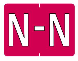 Datafile Pendaflex Compatible End Tab Alphabetic Labels -"N" Red, 240 Labels/pk (N-Red)