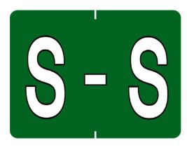 Datafile Pendaflex Compatible End Tab Alphabetic Labels -"S" Dark Green, 240 Labels/pk (S- Dark Green)