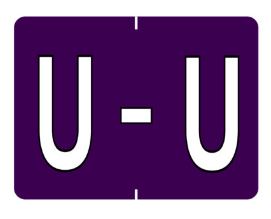 Datafile Pendaflex Compatible End Tab Alphabetic Labels -"U" Purple, 240 Labels/pk (U-Purple)