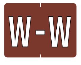 Datafile Pendaflex Compatible End Tab Alphabetic Labels -"W" Dark Brown, 240 Labels/pk (W-Dark Brown)