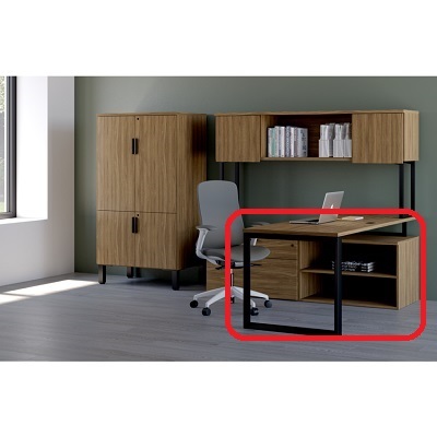 Workstation-Tiered Level L-Shapped, Black Walnut