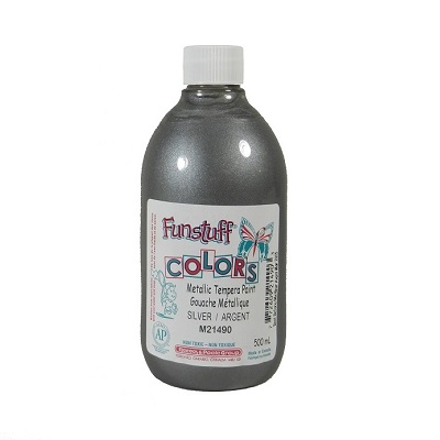 Paint-Tempera, 500Ml, Funstuff Metallic Silver