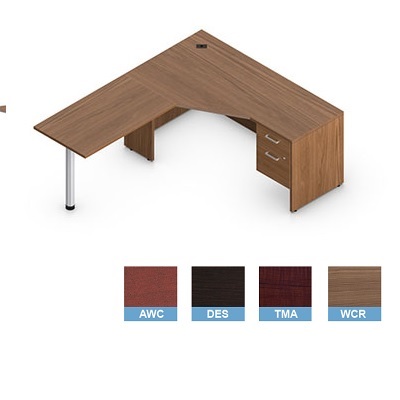 Workstation-Ionic L-Shaped With Left Return, Dark Espresso
