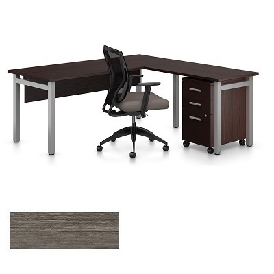 Workstation-Ionic L-Shaped, Absolute Acajou