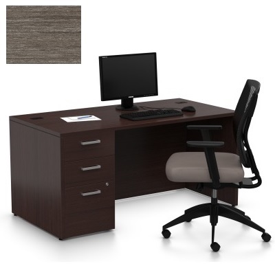 Desk-Ionic Single Pedestal, Absolute Acajou