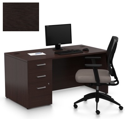 Desk-Ionic Single Pedestal, Dark Espresso