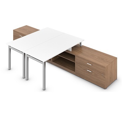 Workstation-Ionic 2-Person, Winter Cherry/Designer White