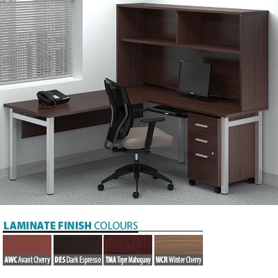 Workstation-Ionic L-Shaped With Hutch, Dark Espresso