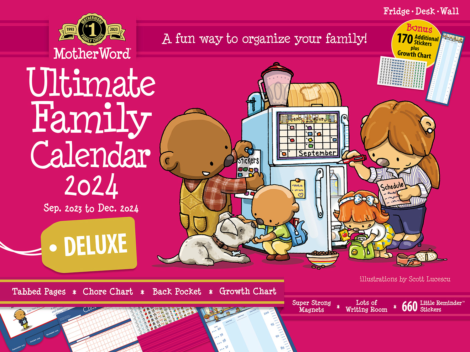 Calendar-Wall 16-Month 18X13-1/2 Motherword Eng. 2024 (Free Shipping)