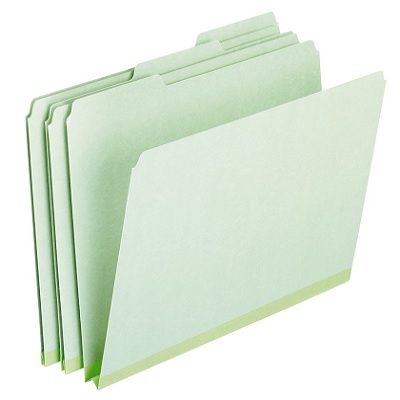 File Folder-Pressboard Letter, Straight Cut Tab, Green