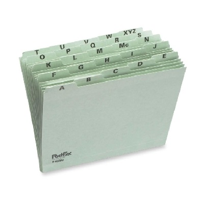 File Guide-Letter, Green Pressboard, A-Z