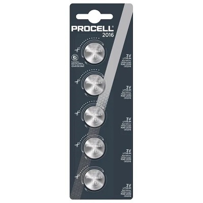 Battery-Lithium Coin Procell 3V 5-Pack