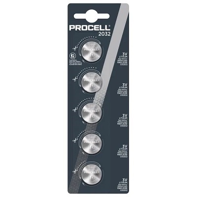 Battery-Lithium Coin Procell 3V 5-Pack